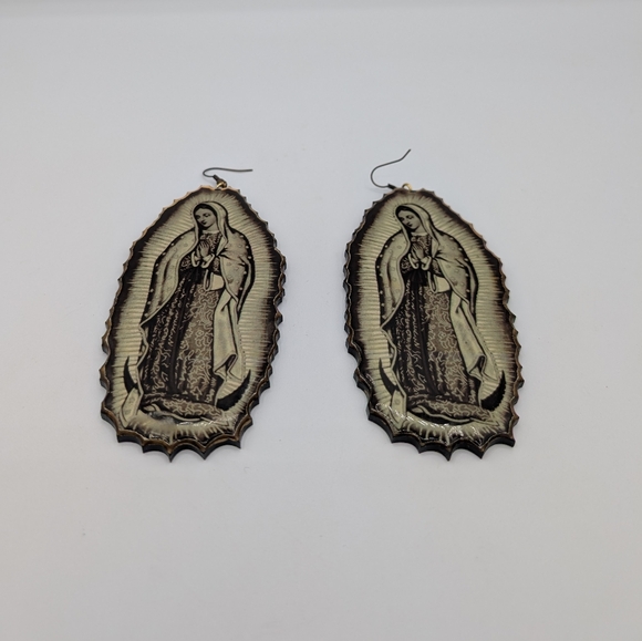 BellaDona Virgen de Guadalupe Earrings | LA Designer Chola Gothic Collectible - Picture 1 of 5